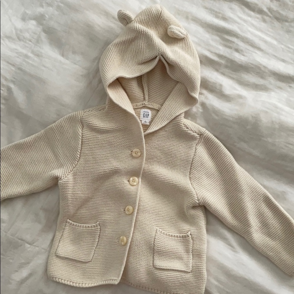 Gap Ivory Sweater Bear Ears Cardigan